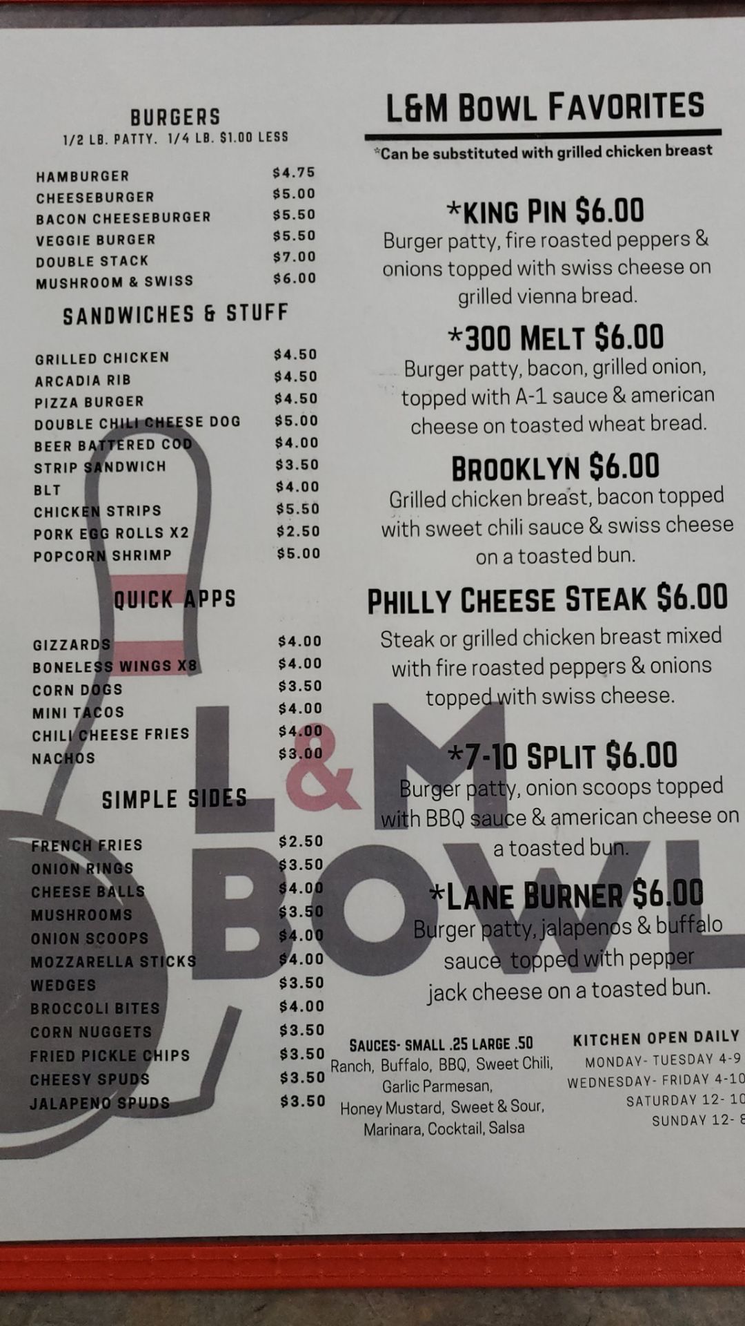 L&M menu 1
